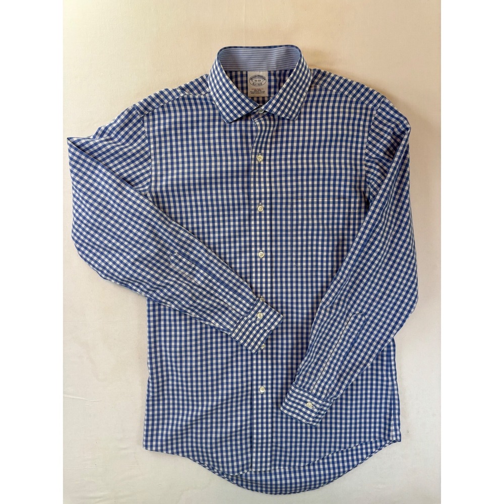 Brooks Brothers Extra Slim Fit Non-Iron Supima Cotton Gingham Shirt 15-33 Blue